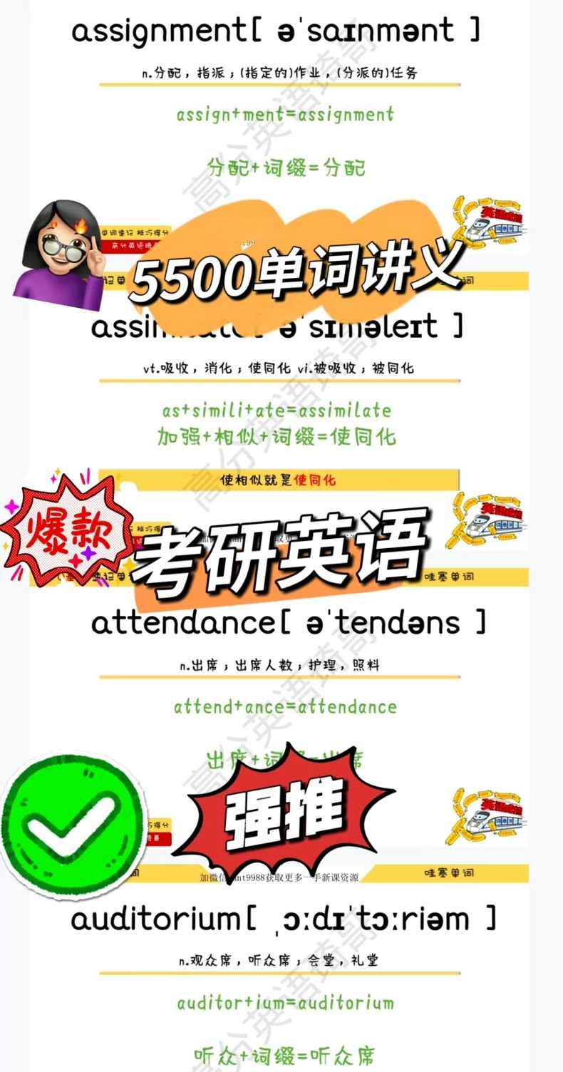 9天背完考研5500词!考研英语词根词缀思维导图,帮你分类好了,色彩突出,字迹清晰